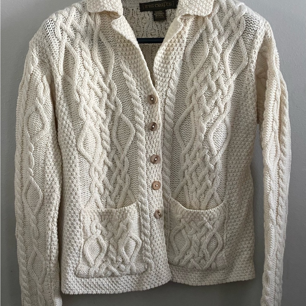 Merino Wool Cable Knit Cardigan Sweater Scandigirl Normcore Fisherman
